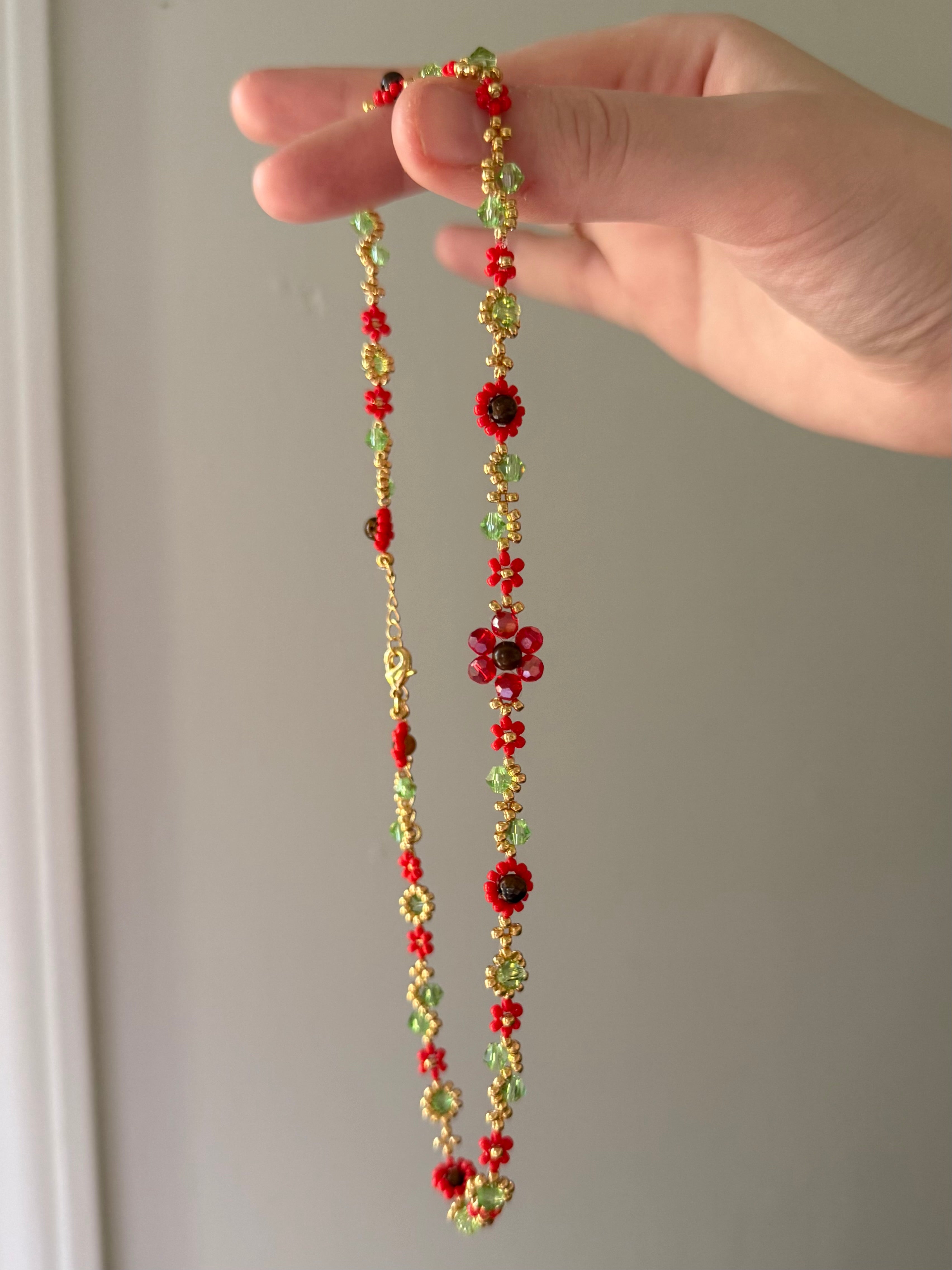 Poppy August birthstone necklace