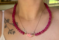Pink gold plated natural stone necklace with porcelain fish charm