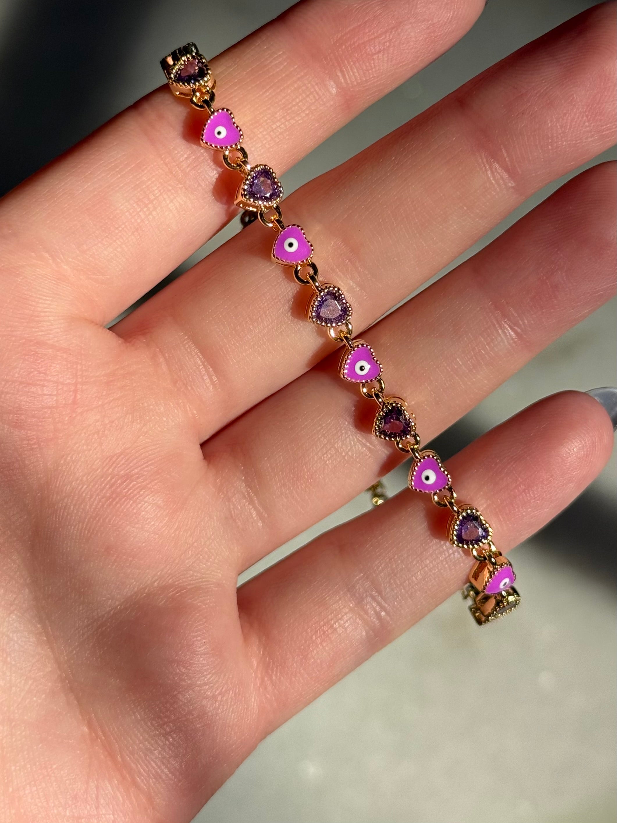 Purple evil eye bracelet