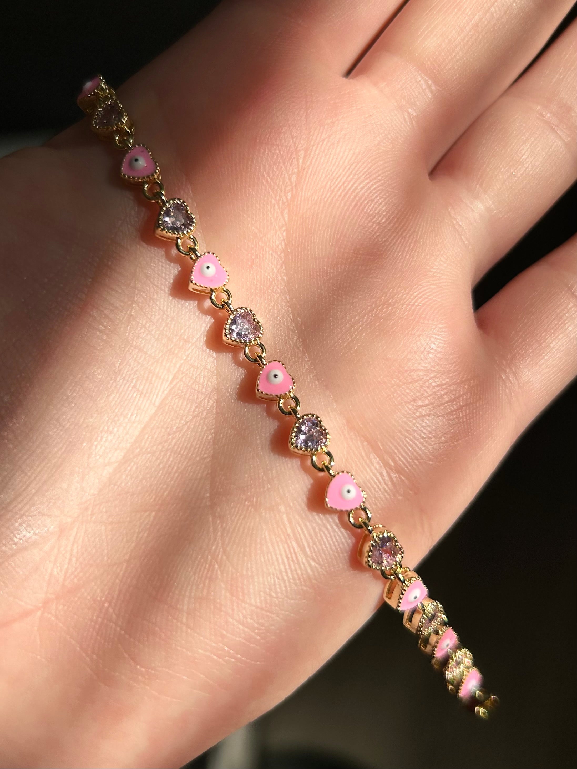Baby pink evil eye bracelet