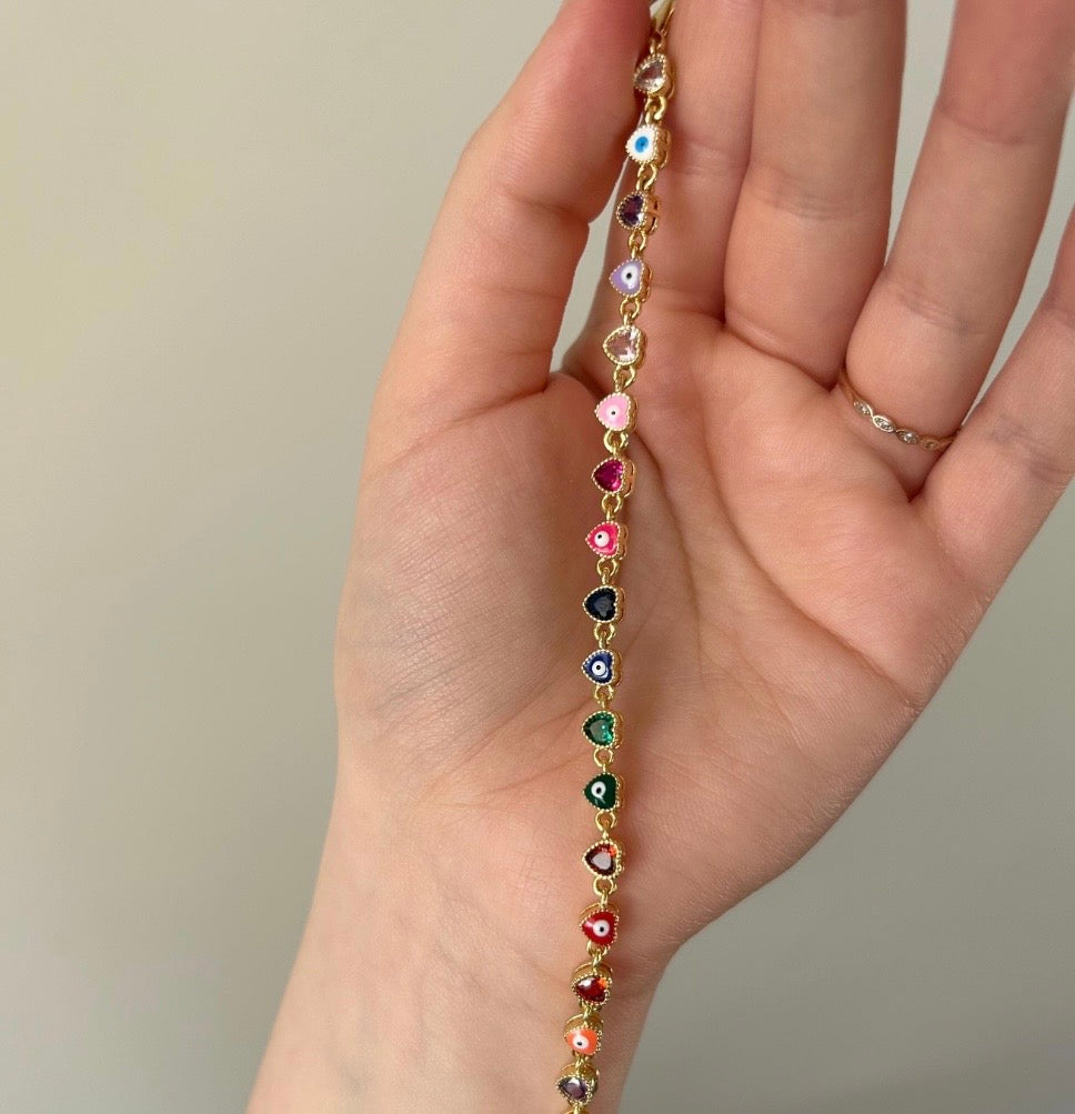 Mixed evil eye bracelet